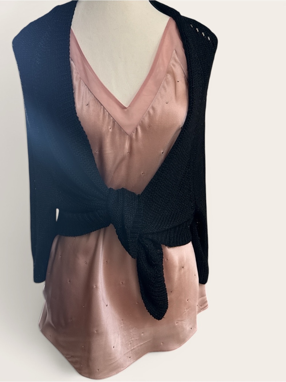 Vince Black Crochet Open-Knit Cardigan/Effortless Luxe Layer/ Lightweight Duster